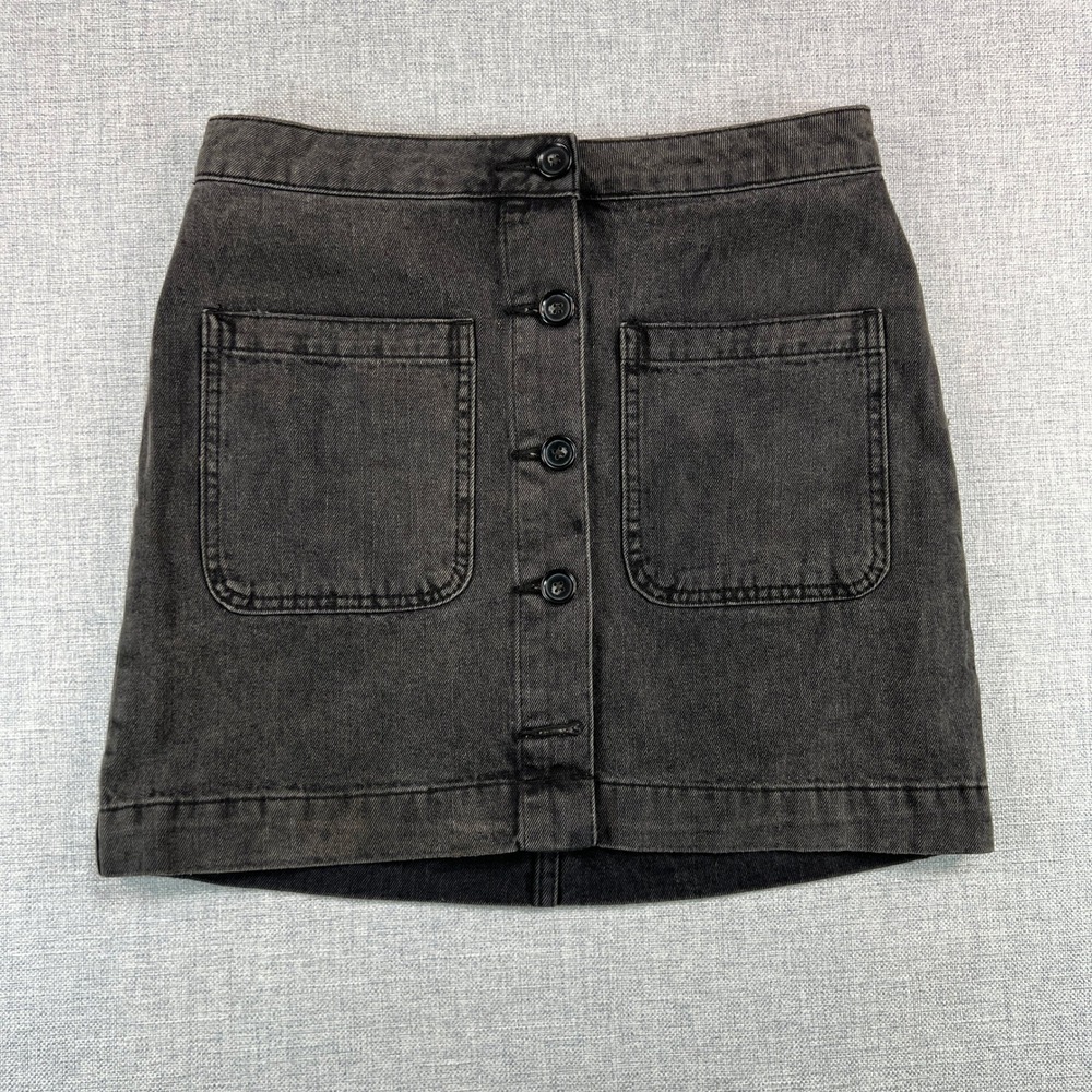 We The Free Denim Mini Skirt Button Front Pockets High‎ Rise Black Size 4 Grunge